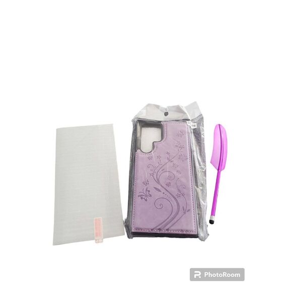 Leather Butterfly Flip Card Wallet Phone Case For Samsung S22 Ultra - Picture 1 of 2